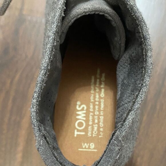 Toms Charcoal Chunk Heeled Lace Up Ankle Boots - Picture 7 of 10